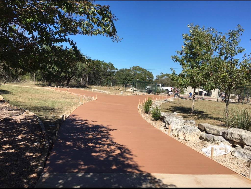 Long concrete driveway